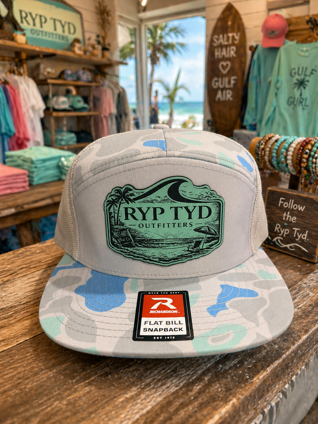 Ryp Tyd Coastal Camo Flat Bill Snapback Hat
