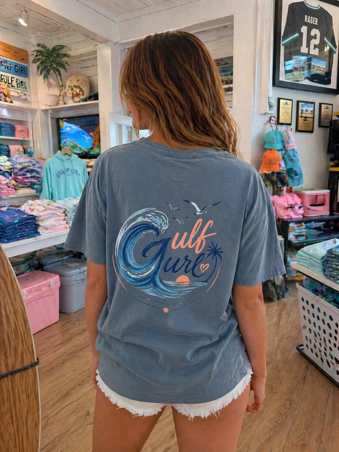 Gulf Gurl Salty Hair Sunshine Heart Coastal Soul Comfort Colors Tee