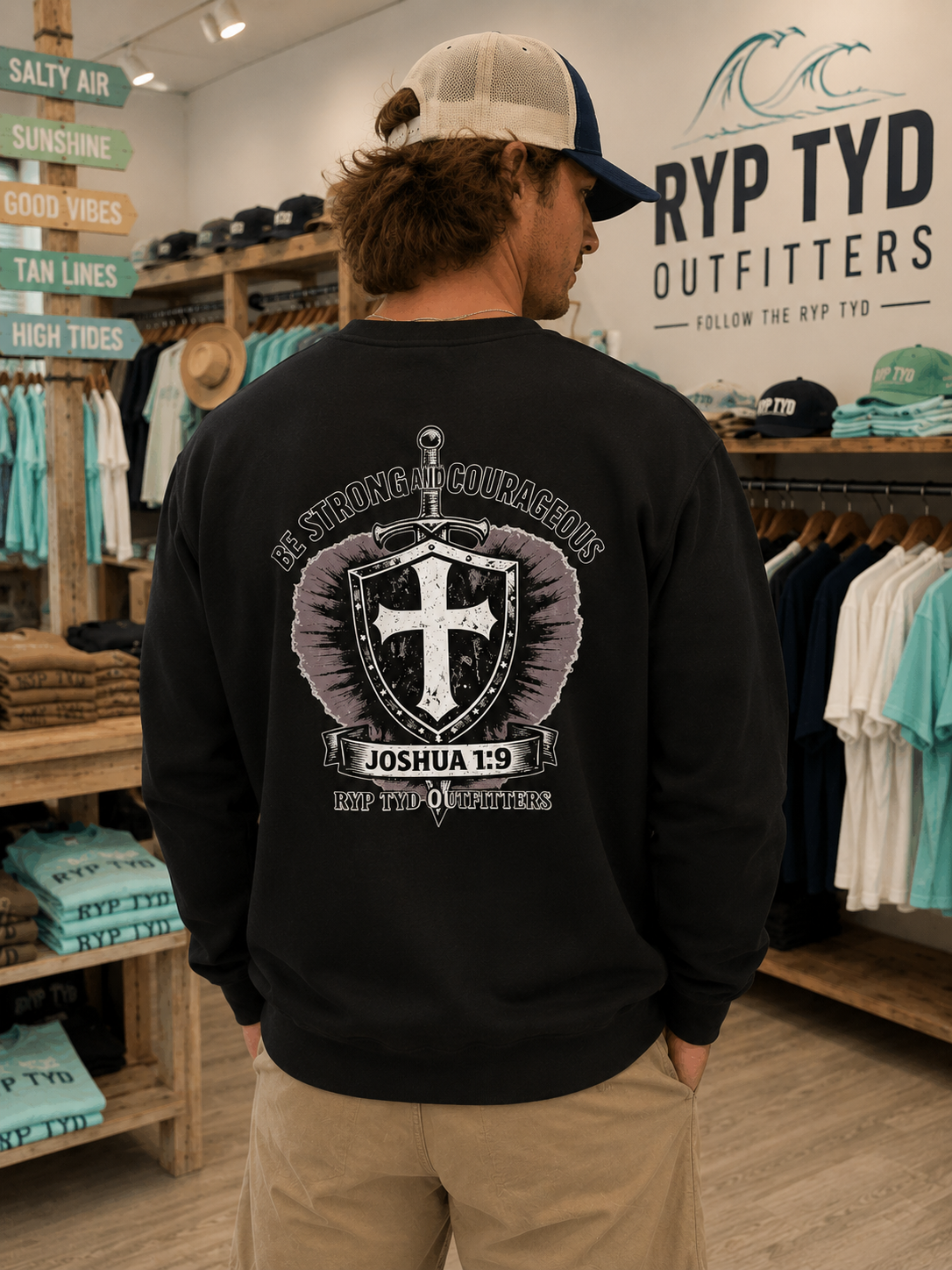 Be Strong and Courageous Joshua 1:9 Independent Trading Co. Crewneck Sweatshirt