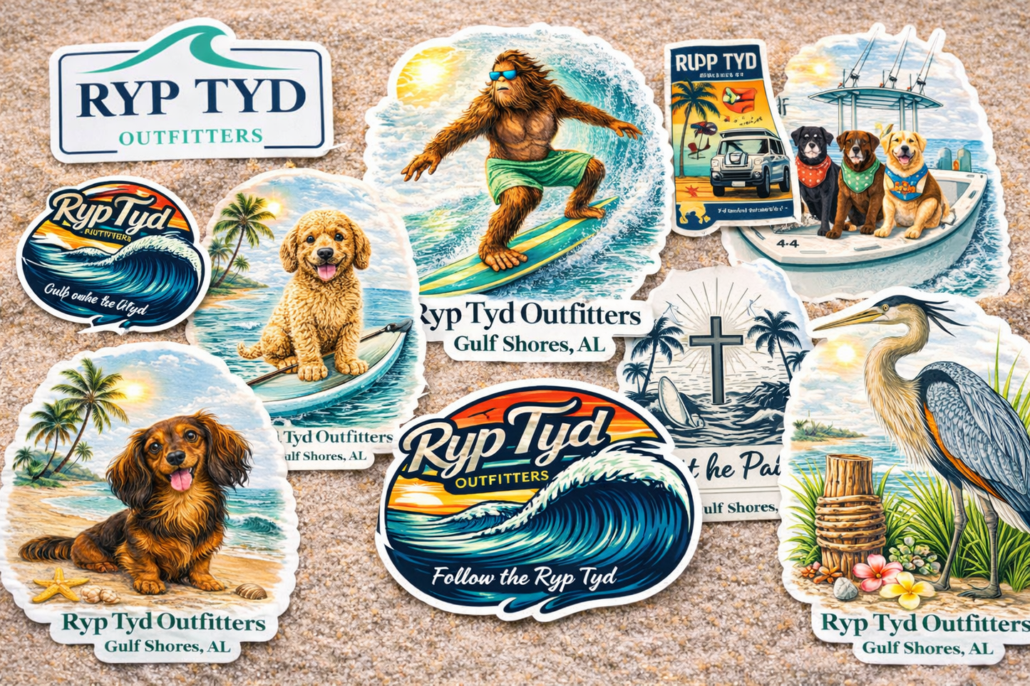 Ryp Tyd Outfitters Vinyl 4 inch Stickers