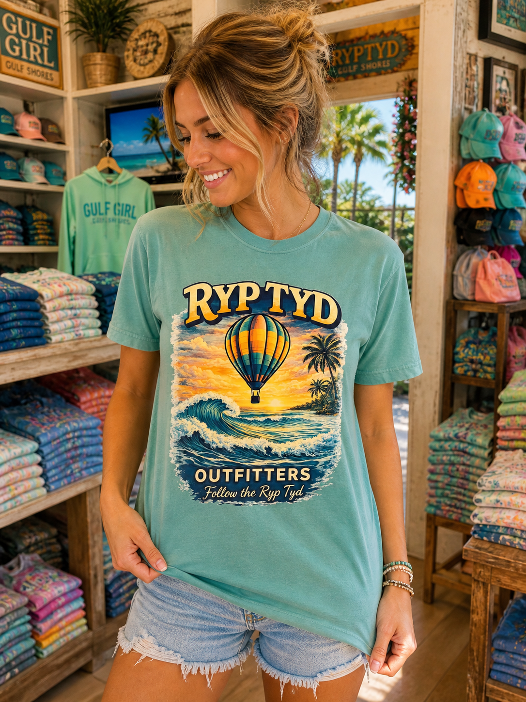 Ryp Tyd Hot Air Balloon Wave Comfort Colors Tee